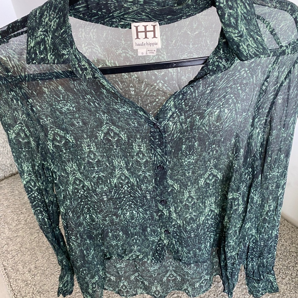 Green Button Down - image 1